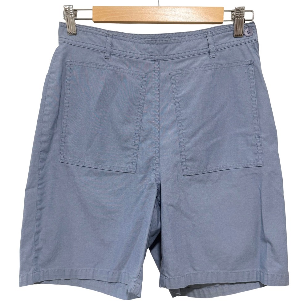 Vintage‎ L.L.Bean Blue Cotton Chino Shorts Women's 6 High Waist Side Zip